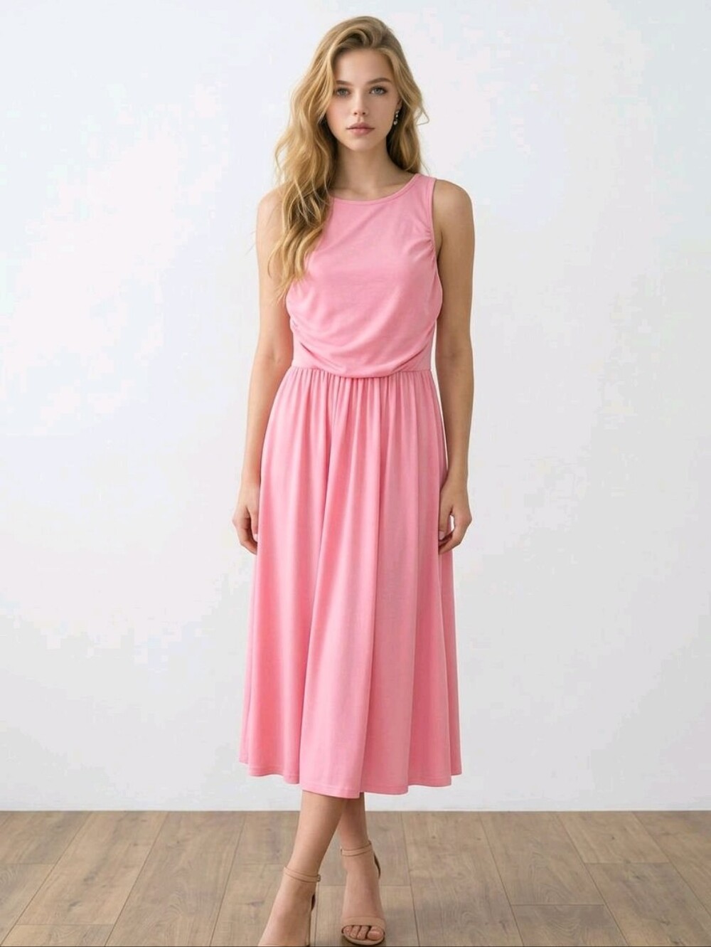 Grace Karin Coral Peachy Pink Sleeveless Maxi Dress